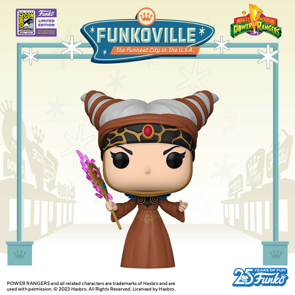 The Power Rangers in your collection better be ready to defend Earth from the 2023 SDCC-exclusive Pop! Rita Repulsa collectible. Her staff is drawn and she's ready to fight.